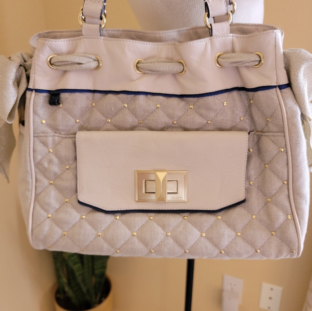 Juicy Couture Canvas Studded Daydreamer Bag Cream and Gold - Picture 2 of 7